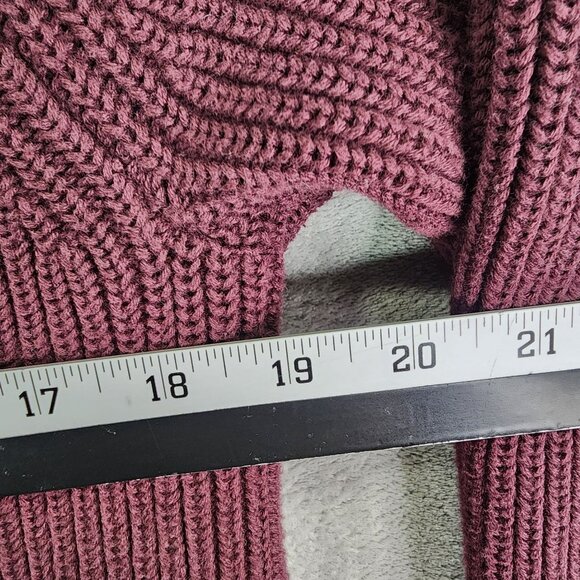 Mens H&M L.O.G.G. Burgundy Sweater Jacket Full Zip 100% Cotton Ribbed Knit L - Picture 10 of 12